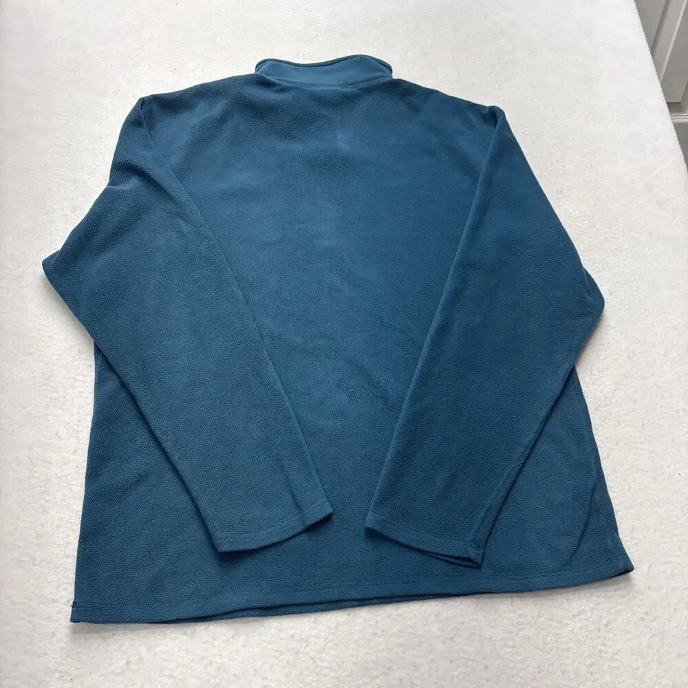 North Face Jacket Mens Large Blue Polartec Fleece Quarter Zip Pullover Hiking